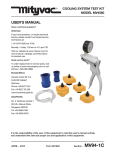 cooling system test kit model mv4560 user`s manual