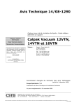 Avis Technique 14/08-1290 Calpak Vacuum 12VTN, 14VTN
