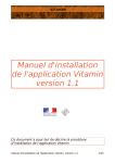 Manuel d`installation de l`application Vitamin version 1.1 Ce