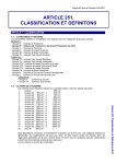 ARTICLE 251. CLASSIFICATION ET DEFINITONS