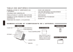 table des matières nomenclature et composants de l`appareil