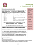 Communiqu&eacute; Le 14 septembre 2012 2012