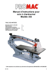 Manuel d`instructions pour scie à chantourner Modèle 353