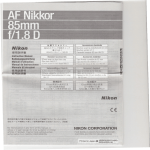 Manuel utilisateur – Notice du Nikkor AFD 85mm f 1.8