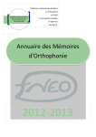 Annuaire des mémoires d`Orthophonie 2012 – 2013