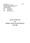 LISTE COMPLETE des PRODUCTIONS SCIENTIFIQUES 1976-2004