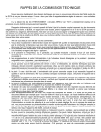 RAPPEL DE LA COMMISSION TECHNIQUE