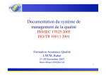 Documentation du système de management de la qualité