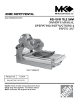 HD-101r Tile Saw Home DepoT renTal