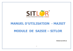 MANUEL D`UTILISATION - MAJSIT MODULE DE SAISIE – SITLOR
