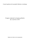 CR CSPLA plénière 12 février 2013 - Ministère de la Culture et de la