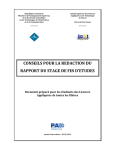 Conseils Rédaction Rapport SFE - Institut Supérieur des Sciences