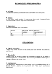 REMARQUES PRELIMINAIRES UTILISATION - tastet