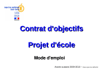 Contrat d`objectifs - Projet d`école : mode d`emploi