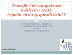 Transfert de compétence médecin - IADE le point en 2013