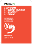 ConférenCes de l`InstItut ConfuCIus de l`unIversIté de LorraIne