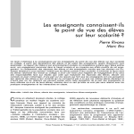 Les enseignants connaissent-ils le point de vue des élèves sur leur