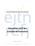Calendrier 2015 des activités de formation
