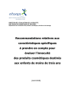 Caractéristiques spécifiques à prendre en compte pour