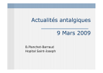 Actualités antalgiques 9 Mars 2009