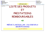 LISTE DES PRODUITS ET PRESTATIONS REMBOURSABLES