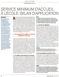 SERVICE MINIMUM D`ACCUEIL A ~ECOLE: BILAN D`APPLICATION
