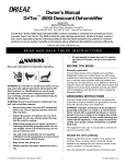 Owner`s Manual DriTec ™ 4000i Desiccant Dehumidifier - Jon-Don
