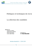 Politiques et techniques de recrutement La s&eacute;lection des candidats