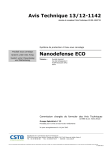 Avis Technique 13/12-1142 Nanodefense ECO