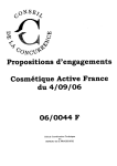 Propositions d`engagements Cosmétique Active France du 4/09/06