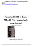 Françoise CLERC et Claude REBAUD :" Le nouveau lycée, mode d