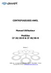 CENTRIFUGEUSES AWEL Manuel Utilisateur Modèles CF 20/20-R