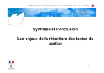 Synth&egrave;se et Conclusion Les enjeux de la r&eacute;&eacute;criture des textes de