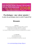 Résumés Entretiens Psychologie 2008
