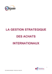 LA GESTION STRATEGIQUES DES ACHATS INTERNATIONAUX Sommaire