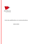 Liste des publications et communications 2014-2015