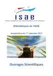Biblioth&egrave;ques de l`ISAE Acquisitions Ouvrages Scientifiques &ndash; 1