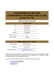 PROGRAMME DE GESTION CHAMPIONNAT DE FRANCE DES