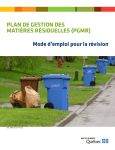 PLAN DE GESTION DES MATIÈRES RÉSIDUELLES (PGMR)