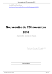 Nouveautés du CDi novembre 2010