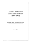 Dictionnaire des codes - Enquete santé 1991-1992