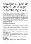 catalogue du parc de matériel de la régie culturelle