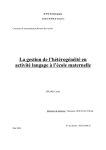 La gestion de l`hétérogénéité en activité langage à l`école maternelle