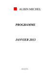 ALBIN MICHEL PROGRAMME JANVIER 2013