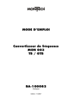 MODE D`EMPLOI Convertisseur de fr&eacute;quence MON 003 TB / GTB