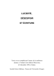 LUCIDIT&Eacute;, D&Eacute;SESPOIR ET &Eacute;CRITURE