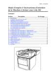 Mode d`emploi & Instructions d`entretien de la Machine