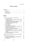 Table des mati&egrave;res