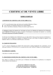 Notice certificat de vente libre