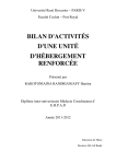 bilan d`activit&eacute;s d`une unit&eacute; d`h&eacute;bergement renforc&eacute;e